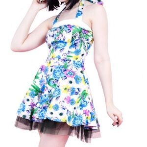 Floral 50s Inspired Halter Dress
